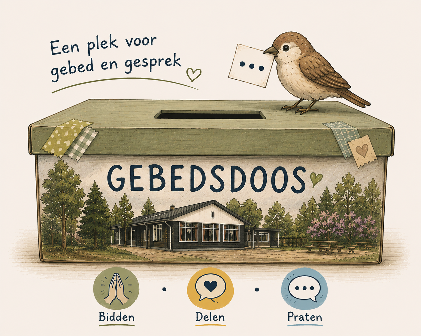 Versierde Gebedsdoos met een mus